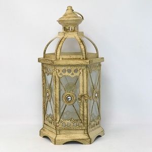 Moroccan Boho Lantern Candle Holder Metal Glass